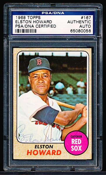 Autographed 1968 Topps Baseball- #167 Elston Howard, Red Sox- PSA/ DNA Certified & Encapsulated