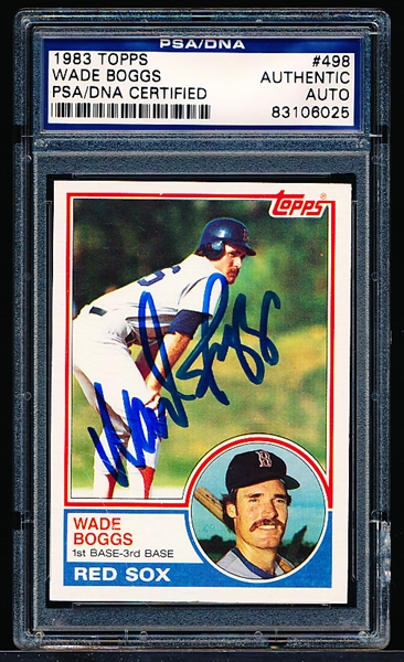 Autographed 1983 Topps Baseball- #498 Wade Boggs RC- PSA/DNA Certified & Encapsulated