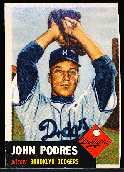 1953 Topps Bb- #263 John Podres, Dodgers- Hi#