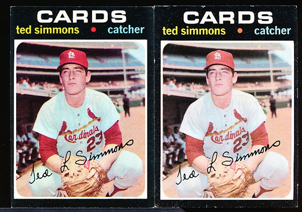 1971 Topps Bb- #117 Ted Simmons RC- 2 Cards