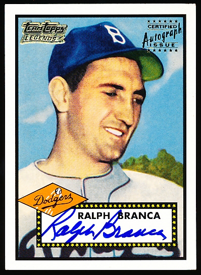 2001 Topps Baseball- “Team Topps Legends Autographs”- #TT51R Ralph Branca, Brooklyn Dodgers (’52)