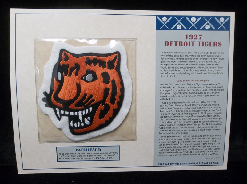 Willabee & Ward “Lost Treasures of Baseball” 1927 Detroit Tigers Patch