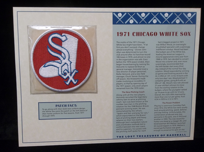 Willabee & Ward “Lost Treasures of Baseball” 1971 Chicago White Sox Patch