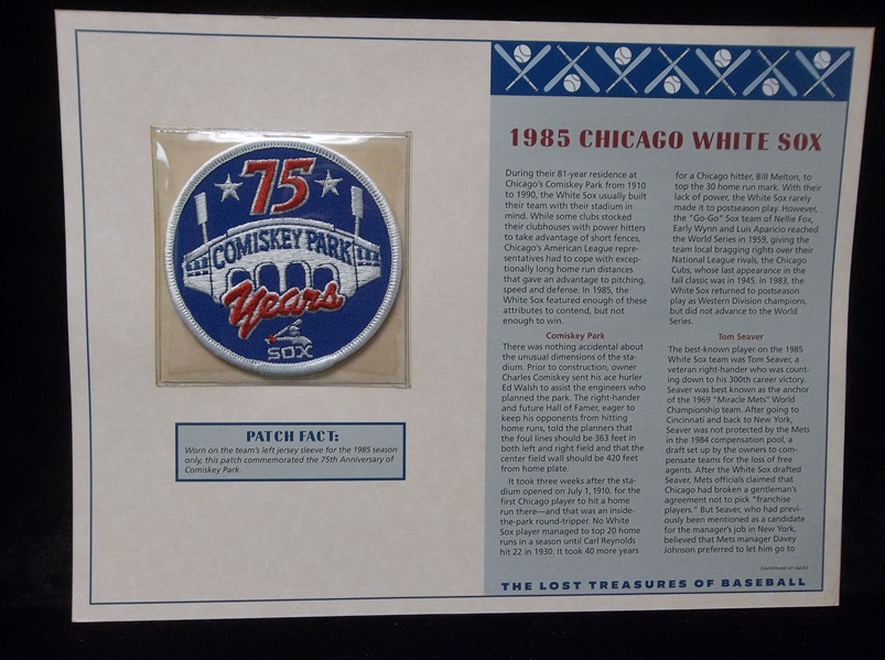 Willabee & Ward “Lost Treasures of Baseball” 1985 Chicago White Sox 75th Anniversary Comisky Park Patch