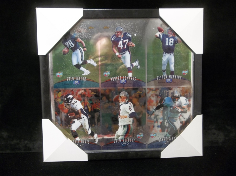 1998 Finest Football Uncut 6-Card Jumbo Card Framed Sheet with Peyton Manning Rookie Year Card! 