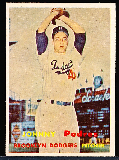 1957 Topps Baseball- #277 Johnny Podres, Dodgers- Semi Hi#