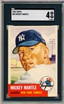 1953 Topps Baseball- #82 Mickey Mantle, Yankees- SGC 4 (Vg-Ex)