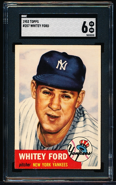 1953 Topps Baseball- #207 Whitey Ford, Yankees- SGC 6 (Ex-NM)