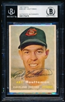 Autographed 1957 Topps Baseball- #385 Art Houtteman, Cleveland- Beckett Certified & Encapsulated