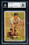 Autographed 1957 Topps Baseball - #406 Bob Hale, Baltimore- Beckett Certified & Encapsulated
