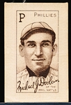 1910-11 S74 Baseball Silk- White Silk with Turkey Red Backing- Mickey Doolan, Phillies