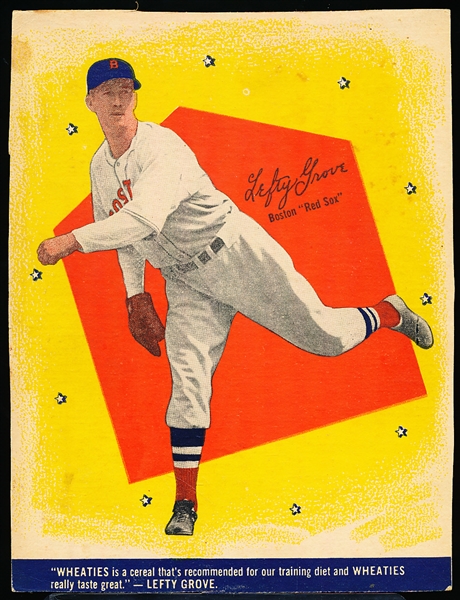 1937 Wheaties Baseball- Series 9- Lefty Grove, Boston Red Sox
