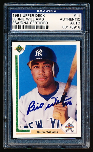 Autographed 1991 Upper Deck Bb- #11 Bernie Williams, Yankees- PSA/DNA Certified & Encapsulated