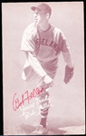 Autographed 1939-46 Salutation Exhibit Baseball Card- Bob Feller, Indians