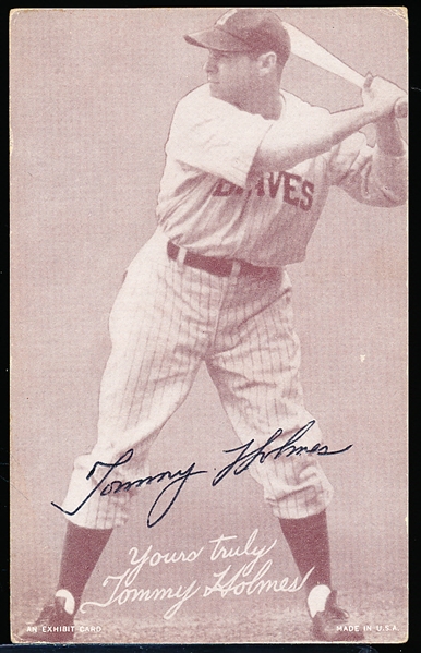 Autographed 1939-46 Salutation Exhibit Baseball Card- Tommy Holmes, Braves