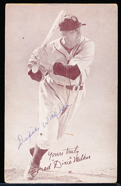 Autographed 1939-46 Salutation Exhibit Baseball Card- Dixie Walker, Tigers