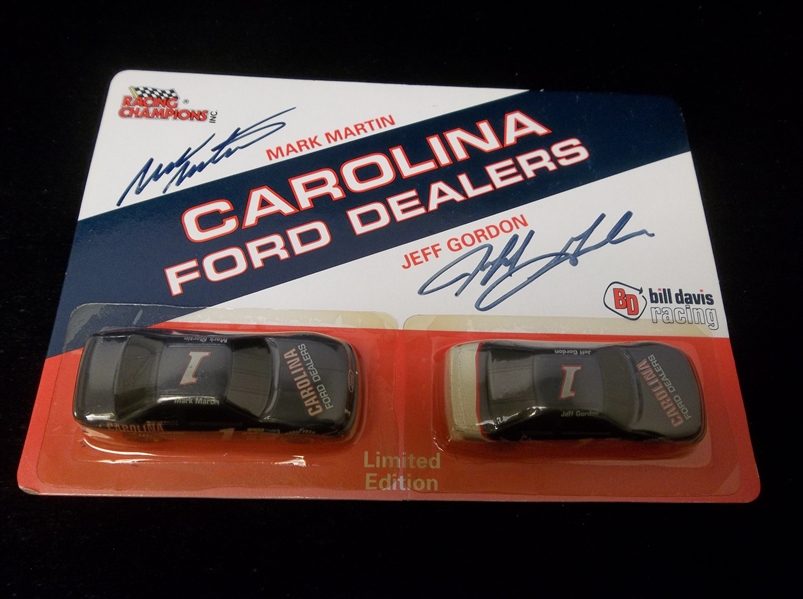 Autographed 1993 Racing Champions/Pro Sports Marketing Carolina Ford Dealers 1:64 Cars- Signed by  J. Gordon & M. Martin- Beckett Certified