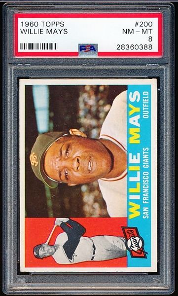 1960 Topps Baseball- #200 Willie Mays, Giants- PSA Nm-Mt 8