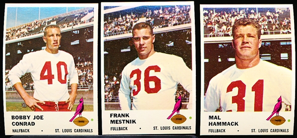1961 Fleer Football- 7 Diff St, Louis Cardinals