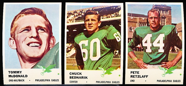 1961 Fleer Football- 9 Diff Phil. Eagles