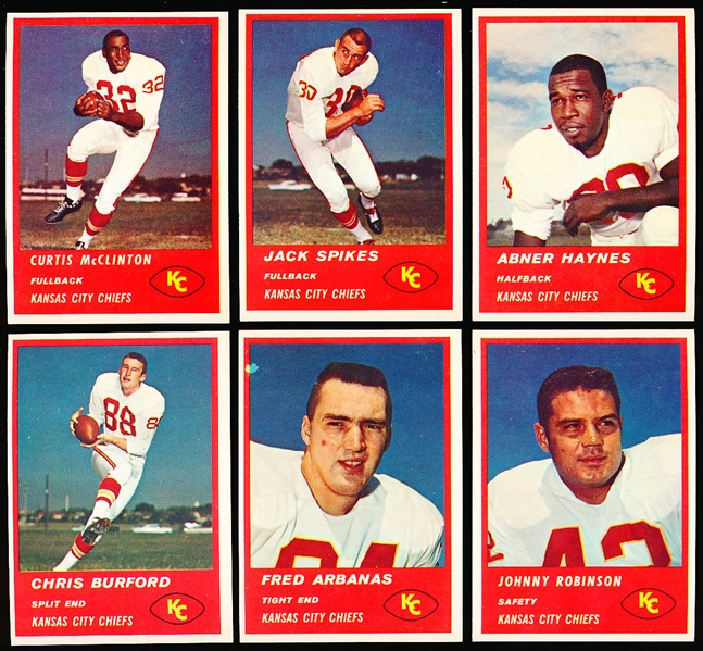 1963 Fleer Football- 10 Diff KC Chiefs