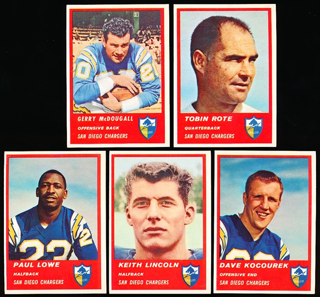 1963 Fleer Football- 5 Diff San Diego Chargers
