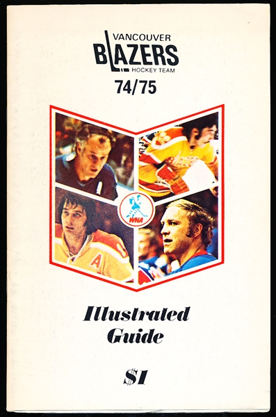 1974-75 Vancouver Blazers WHA Media Guide