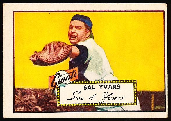 1952 Topps Baseball- #338 Sal Yvars, Giants- Hi#
