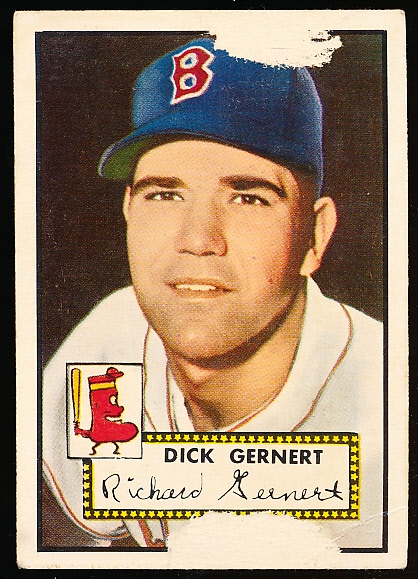 1952 Topps Baseball- #343 Dick Gernert, Red Sox- Hi#