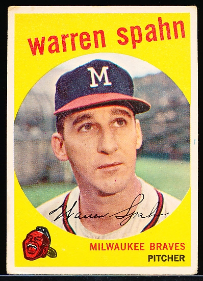 1959 Topps Baseball- #40 Warren Spahn, Braves- “21” Back