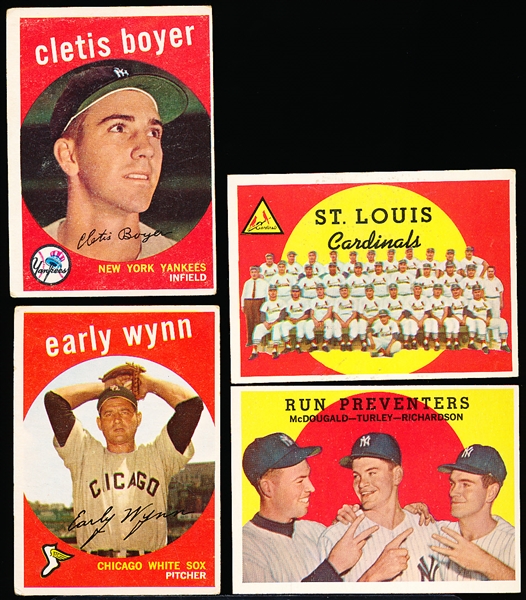 1959 Topps Baseball- 4 Diff- Gray Backs