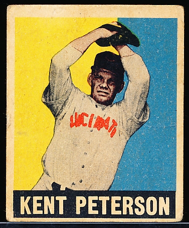 1948/49 Leaf Baseball- #42 Kent Peterson, Reds- Black hat version