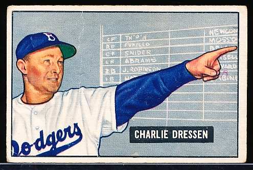 1951 Bowman Baseball- #259 Charlie Dressen, Brooklyn- Hi#