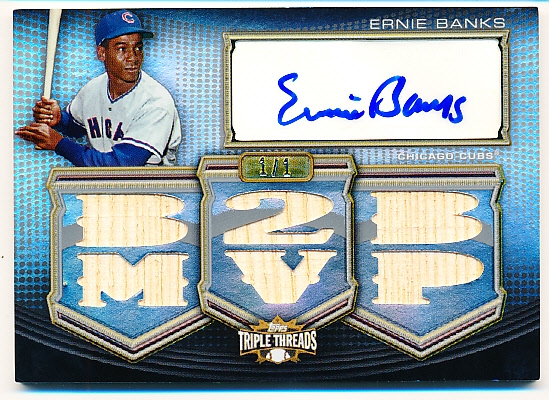 2010 Topps Triple Threads Bb- “Autographs Relics”- #TTAR-250 Ernie Banks, Cubs- 1/1