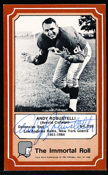 Autographed 1975 Fleer The Immortal Roll Pro FB HOF #40 Andy Robustelli