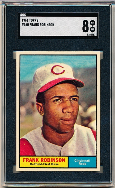 1961 Topps Baseball- #360 Frank Robinson, Reds- SGC 8 (NM-Mt)