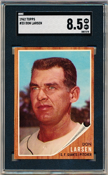 1962 Topps Baseball- #33 Don Larsen, Yankees- SGC 8.5 (Nm-Mt+)