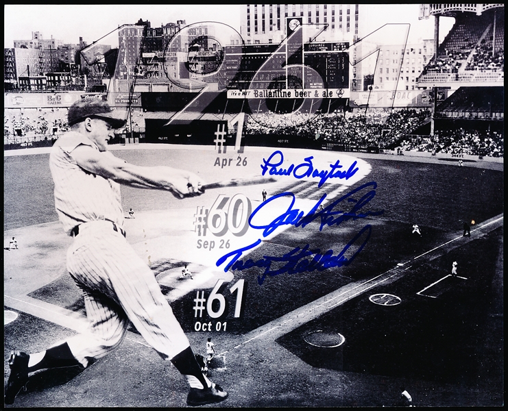 Autographed 1961 Roger Maris Related B/W MLB 8” x 10” Photo- Signed by 3 Diff. Pitchers who gave up HR’s #1, 60, and 61.