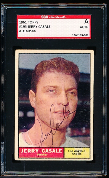 1961 Topps Baseball Autographed Card- #195 Jerry Casale, Angels- SGC Authentic