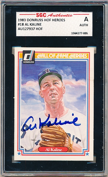 1983 Donruss Hall of Fame Heroes-Autographed #18 Al Kaline- SGC Authentic