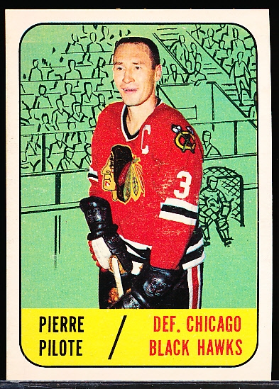 1967-68 Topps Hockey- #62 Pierre Pilote, Black Hawks