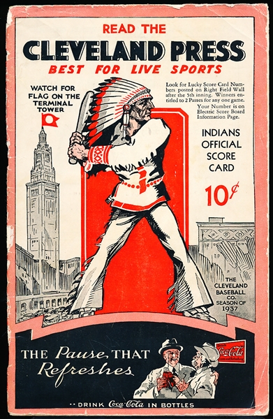 1937 Cleveland Indians Baseball Program- vs. Phila A’s