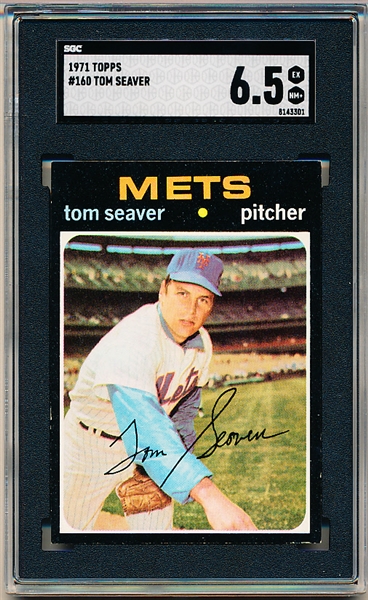 1971 Topps Baseball- #160 Tom Seaver, Mets- SGC 6.5 (Ex-Mt+)