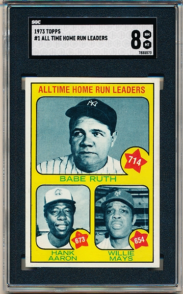 1973 Topps Baseball- #1 Babe Ruth- All Time Home Run Leaders- SGC 8 (Nm-Mt)