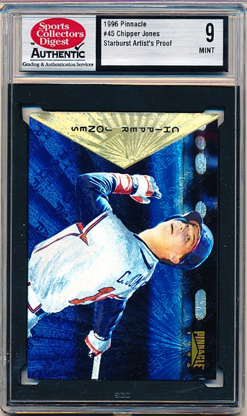 1996 Pinnacle Baseball- Starburst Artist Proof- #45 Chipper Jones- SCD Authentic 9 (Mint)