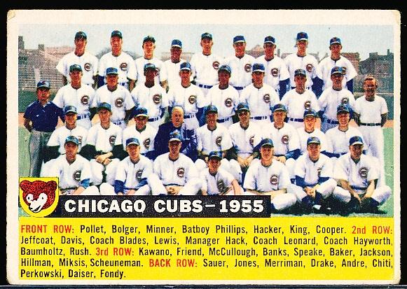 1956 Topps Baseball- #11 Chicago Cubs Dated 1955- White Back