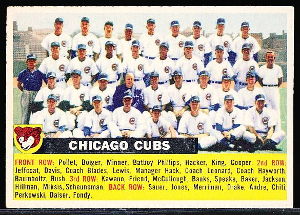 1956 Topps Baseball- #11 Chicago Cubs- Gray Back- Name Centered