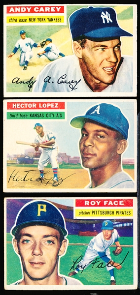 1956 Topps Baseball- 3 Diff Gray Backs