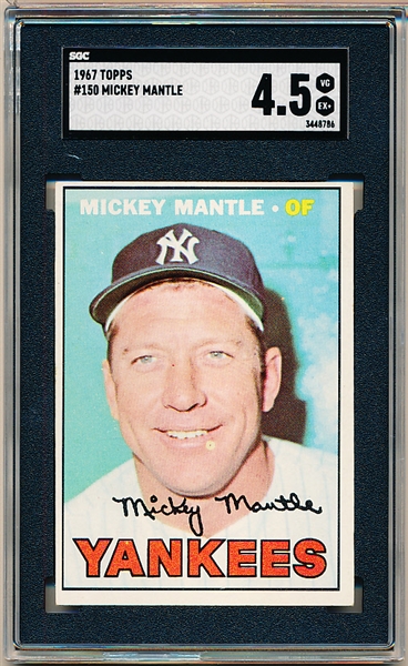 1967 Topps Baseball- #150 Mickey Mantle, Yankees- SGC 4.5 (Vg-Ex +)