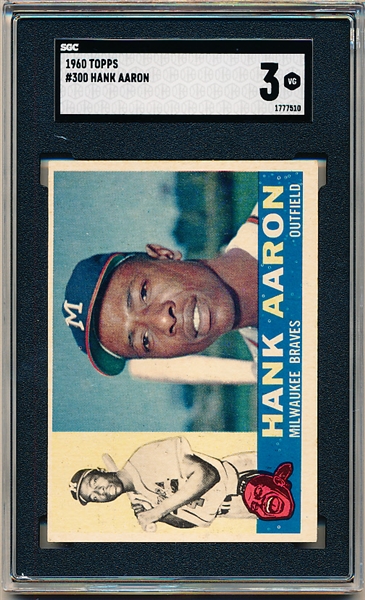 1960 Topps Baseball- #300 Hank Aaron, Braves- SGC 3 (Vg)